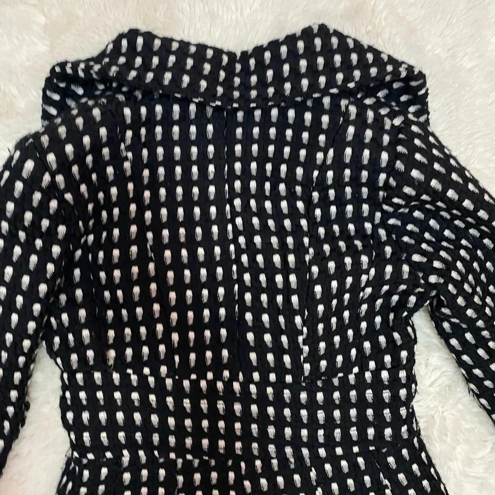 Candies fit and flare with buttons and belt black and white  coat size small - Picture 12 of 13